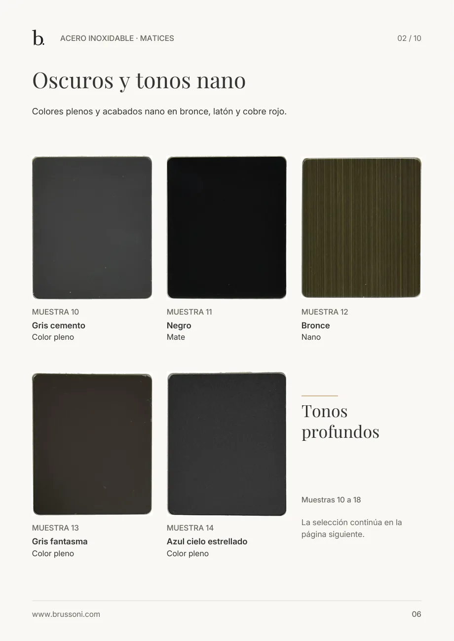 Matices · Acero inoxidable, página 6